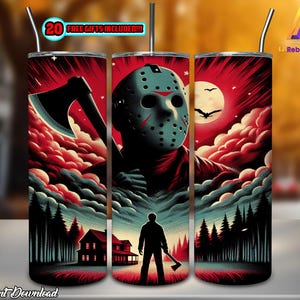 Horror Movies Characters 20oz Skinny Tumbler Sublimation Design, Halloween Tumbler Straight/Tapered Wrap Png, Instant Digital Download PNG