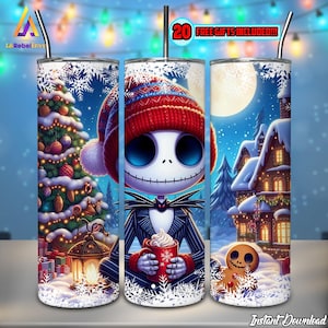 Jack Christmas 20 oz Skinny Tumbler Sublimation Designs Png, Cute Merry Christmas, Funny Christmas Movie, Xmas Holiday Png, Digital File