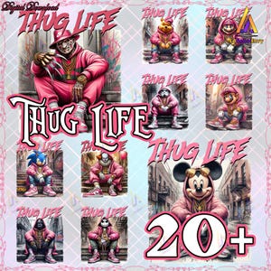 21 Designs Thug Life Pink Png, Characters Movies, Horror Spooky, Funny Cartoon, Pink Designs, Png Format, Digital Download