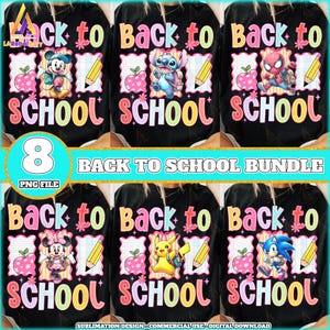 8 Files Back To School Png Bundle, Cute Cartoon Characters, Teacher Back To School, Teacher Png, Student Png, Commercial Use, Digital File