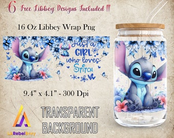 Cartoon Character 16oz Libbey Glass Can Wrap Png, Cartoon Tumbler Template Wrap Png, Funny Cartoon Png, Blue Alien, Instant Digital Download