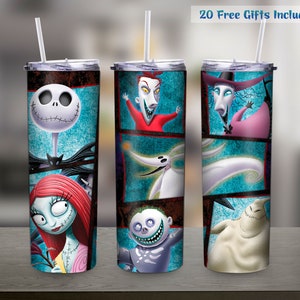 Horror Cartoon 20oz Skinny Tumbler Sublimation Design, Halloween Tumbler Straight And Tapered Wrap Png, Instant Digital Download PNG