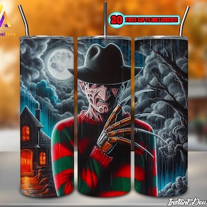 Horror Movies Characters 20oz Skinny Tumbler Sublimation Design, Halloween Tumbler Straight/Tapered Wrap Png, Instant Digital Download PNG