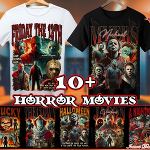 14 Designs Horror Halloween Png, Love Horror Movies, Scary Movies Png Bundle, Halloween Shirt Template Png, Png Format, Digital Download