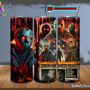 Horror Character 20 oz Skinny Tumbler Sublimation Designs Png, Horror For Straight/Tapered Wrap Png, Horror Newspaper Png, Digital Download