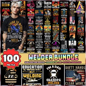 100 Files Welder PNG Bundle, Welding Png, Funny Welder Clipart Png, Skilled Tradesman Png, Welder Shirt Design, Commercial Use, Digital File