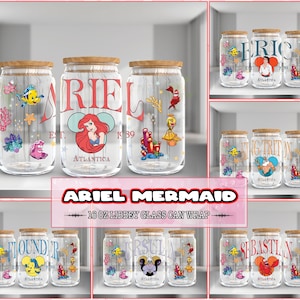 6 Designs Princess Movies For 16oz Libbey Glass Can Wrap Png, Princess PNG Bundle, Princess 16oz Tumbler Template Png, Digital Download