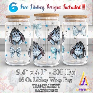 Funny Donkey Png, Coquette Bow Png, Mother Day Png, 16oz Libbey Glass Can Wrap Png, Cartoon 16oz Template Png, Watercolor Png, Digital File