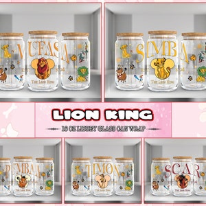 5 Designs Lion Movies For 16oz Libbey Glass Can Wrap Png, Lion Movies PNG Bundle, Lion 16oz Tumbler Template Png, Instant Digital Download