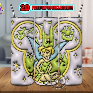 3D Inflatable Design Cartoon Princess Character 20oz Skinny Tumbler Sublimation Design, Straight/Tapered Wrap Png, Puff Tumbler Wrap PNG