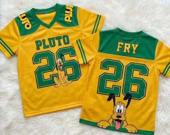 Pluto Football Jersey, Personalized Disney Jersey, Custom Name Number Sports Shirt, Disney Birthday Gift, Family Trip Game Day Jersey