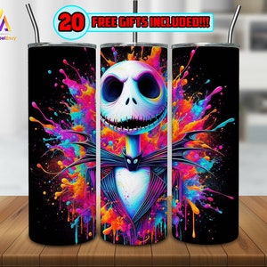 Skeleton, 20oz Skinny Tumbler Sublimation Design, Colorful Design For Straight/Tapered Wrap Png, Instant Digital Download PNG