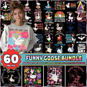 60 Files Funny Goose PNG Bundle, Silly Goose, Meme Goose Clipart, Cute Goose, Whimsical Animal, Funny Bird Png, Commercial Use, Digital File