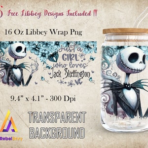Jack Bösewicht 16 Unzen Libbey Glasdose Png, Cartoon Tumbler Template Wrap Png, Halloween Png, Alptraum Png, sofortiger digitaler Download