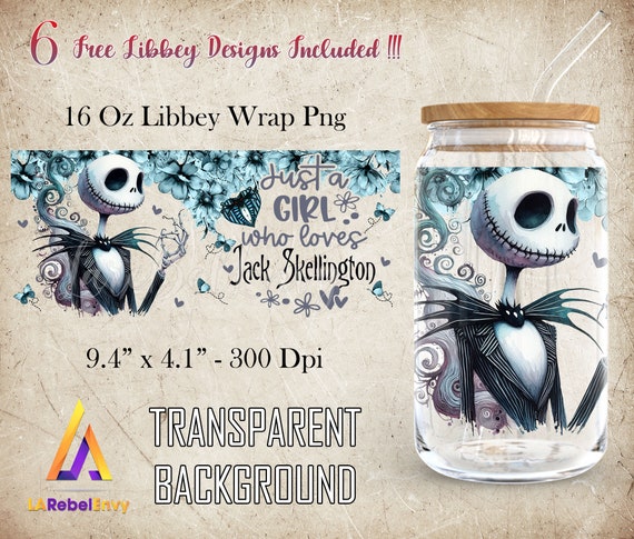 Jack Villain 16oz Libbey Glass Can Wrap Png, Cartoon Tumbler Template Wrap Png, Halloween Png, Nightmare Png, Instant Digital Download