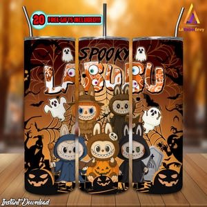 Spooky Monster Doll Halloween PNG, Cute Doll Clipart Png, 20 oz Skinny Tumbler Sublimation Design Png, Halloween Tumbler Wrap, Digital File