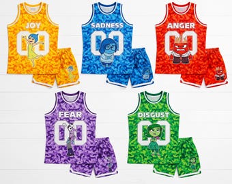 Inside Out Family Vacation Jersey Set 2026, Joy Sadness Anger Fear Disgust Matching Disney Pixar Basketball Outfit Custom
