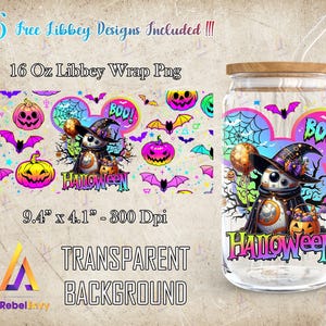 Happy Halloween 16oz Libbey Glass Can Wrap Png, Cartoon 16oz Tumbler Template Png, Cute Halloween Png, Halloween Spooky, Digital Download