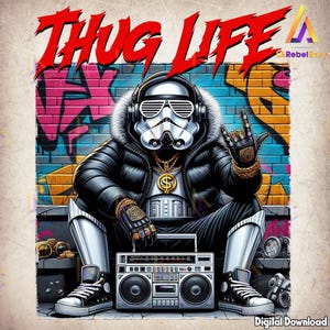 Thug Life Png, Space Warrior Character, Street Style, Graffiti, Cartoon Shirt Template, Retro Png, Instant Digital Download