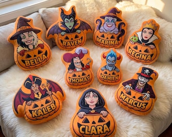 Disney Villains Halloween Pillow, Personalized Villains Pumpkin Pillow, Custom Name Character Cushion, Maleficent Ursula Gift