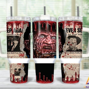 Movies Characters 40oz Tumbler Wrap Png, Horror Characters 2 pieces 40 oz Tumbler Png, Horror Newspaper Tumbler 40oz Png Sublimation Designs
