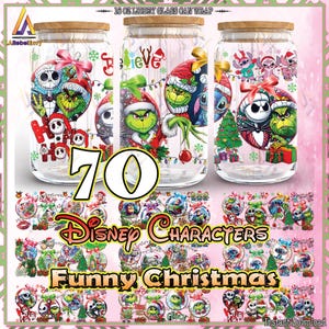 70 diseños navideños divertidos para vidrio Libbey de 16 oz puede envolver png, personajes de dibujos animados png, plantilla de vaso navideño de 16 oz png, descarga digital