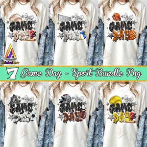 7 Files Game Day Png Bundle, Sport Team Png Bundle, Sport Coquette Png, Sport Bow Png, Sport Shirt Design Png, Digital File