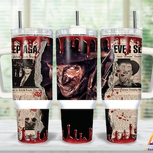 Movies Characters 40oz Tumbler Wrap Png, Horror Characters 2 pieces 40 oz Tumbler Png, Horror Newspaper Tumbler 40oz Png Sublimation Designs