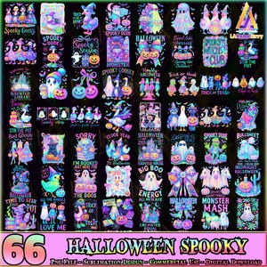 Halloween Neon Color PNG Bundle, Halloween Spooky Clipart, Halloween Shirt Designs, Chick Or Treat Png, Funny, Commercial Use, Digital File