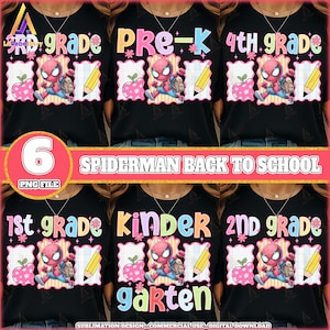6 Files Superhero Back To School Png Bundle, Cute Superhero, Back to School Printables for Grades PreK-4 Png, Teacher-Student, Digital File