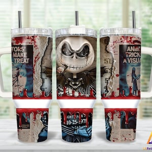 Movies Characters 40oz Tumbler Wrap Png, Halloween Characters 2 pieces 40oz Tumbler Png, Newspaper Tumbler 40oz Png Sublimation Designs