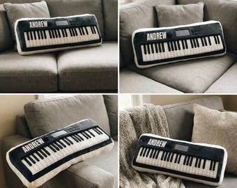 Personalized Electric Keyboard Piano 2D Pillow, Custom 2D Piano Keyboard Pillow, Music Room Decor,Music Lover Gift,Music Soft Stuffed Pillow