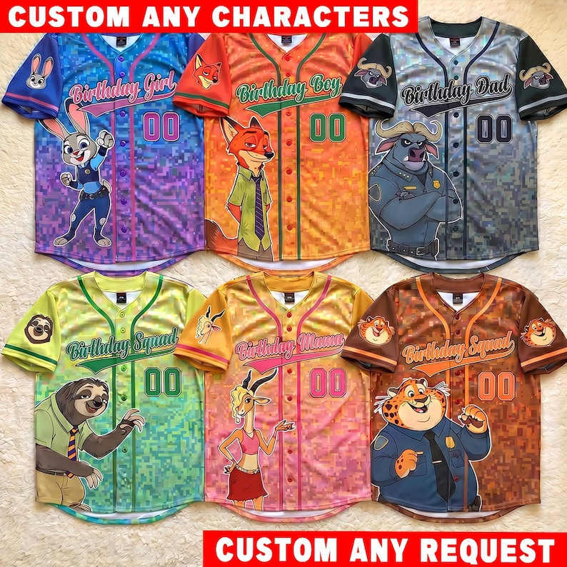 Zootopia Family Vacation Shirts 2026, Judy Hopps Nick Wilde Chief Bogo Flash Gazelle Clawhauser Matching Disney Trip Jersey bild 1