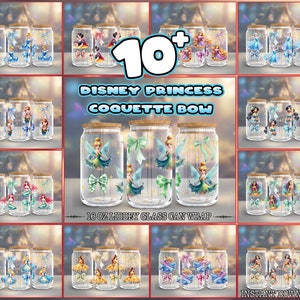 15 Designs Coquette Bow Princess For 16oz Libbey Glass Can Wrap Png, Princess PNG Bundle, Princess 16oz Tumbler Template, Digital Download