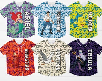 Little Mermaid Family Vacation Shirts 2026, Ariel Prince Eric Sebastian Flounder Ursula Matching Disney Trip Personalized Jersey