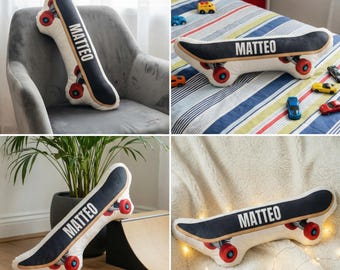 Personalized Skateboard 2D Pillow, Custom 2D Skateboard Pillow, Kids Room Decor, Kid Throw Pillow, Sport Lover Gifts, Skateboard Lover Gift