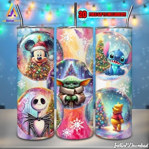 Christmas Cartoon Png, 20oz Skinny Tumbler Sublimation Designs Png, Cartoon Character Png, Christmas Ball, Christmas Friends, Digital File