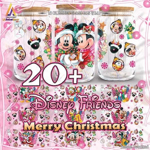 21 Designs Christmas Friends For 16oz Libbey Glass Can Wrap Png, Cartoon Characters Png, Christmas 16oz Tumbler Template Png, Digital File