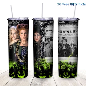 Witch Sisters 20oz Skinny Tumbler Sublimation Designs, Movies for Straight/Tapered Png, Halloween Tumbler Wrap PNG File Digital Download