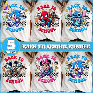 5 Files Back To School Png Bundle, Happy Back To School Png Bundle, Cartoon Back To School Png, Cute Student Png, School Png Digital File