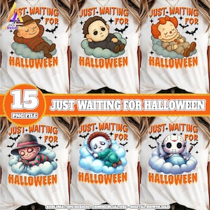 15 Files Horror Kids Png Bundle, Horror Baby Sleeping Png, Just Waiting For Halloween Png, Cute Horror Png, Commercial Use, Digital File