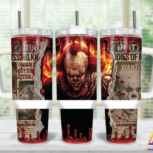 Movies Characters 40oz Tumbler Wrap Png, Horror Characters 2 pieces 40 oz Tumbler Png, Horror Newspaper Tumbler 40oz Png Sublimation Designs