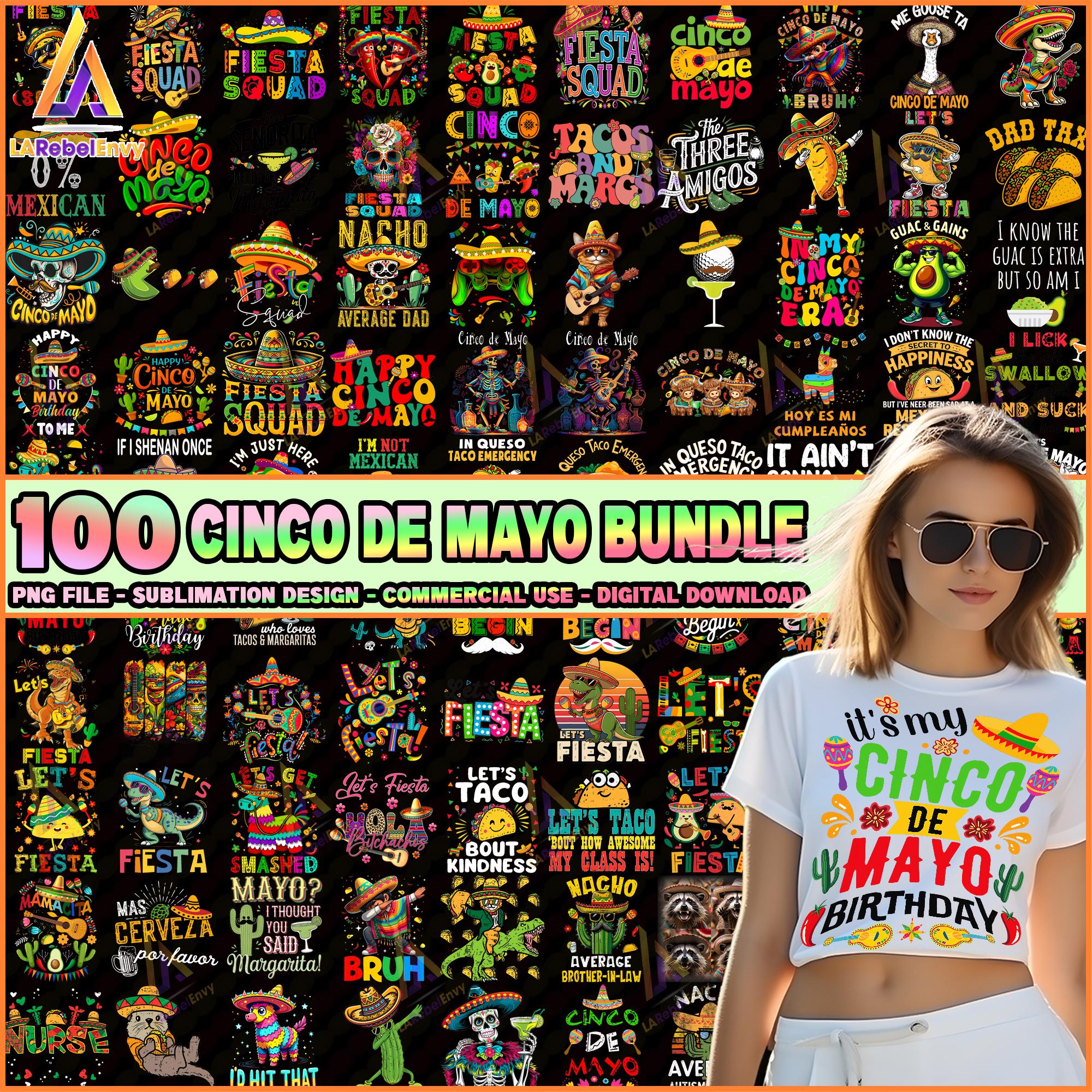 100 Files Cinco De Mayo PNG Bundle, Margarita Tacos, Mexican Party, Nacho Average Fiesta, Mexican Festival 2025, Commercial Use,Digital File
