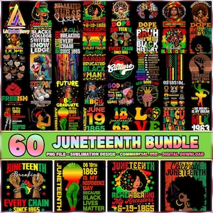 60 Files Juneteenth Png Bundle, African American Pride Graphics, Black History Clipart Png, Freedom Day, Commercial Use, Digital File