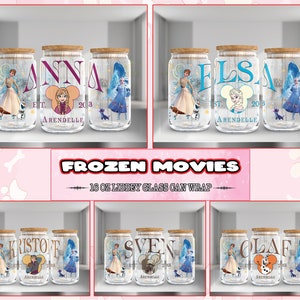 5 Designs Ice Princess Movies For 16oz Libbey Glass Can Wrap Png, Princess PNG Bundle, Princess 16oz Tumbler Template Png, Digital Download