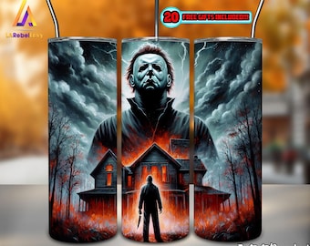 Horror Movies Characters 20oz Skinny Tumbler Sublimation Design, Halloween Tumbler Straight/Tapered Wrap Png, Instant Digital Download PNG
