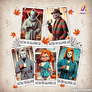 Waiting For Halloween Like Png, Horror Character Png, Horror Friends, Happy Halloween Gift Png, Halloween Shirt Template Png, Digital File
