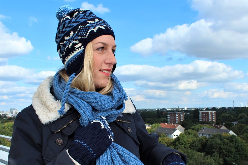 Norweger Mütze Swantje unisex mit Ohrenklappen aus Big Merino, herrlich warm und weich liebevoll gestrickt von Oma Bettina Bild 4