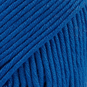 Farbenfrohes Baumwollgarn, DROPS Muskat in vielen Farben, ist aus 100% merzerisierter ägyptischer Baumwolle, 50g Knäule königsblau