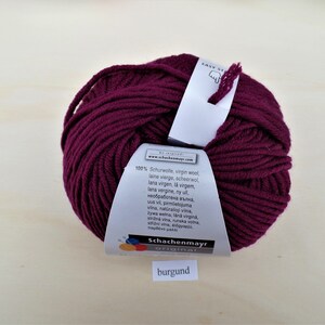 Schachenmayr Merino Extrafine 85 is unsurpassedly fine and cuddly soft in many colors burgund